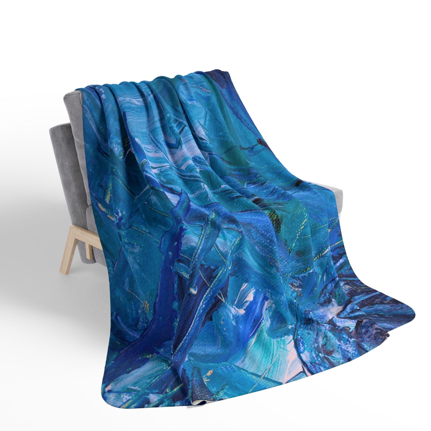 Abstract Blue Painting Sherpa Fleece Blanket